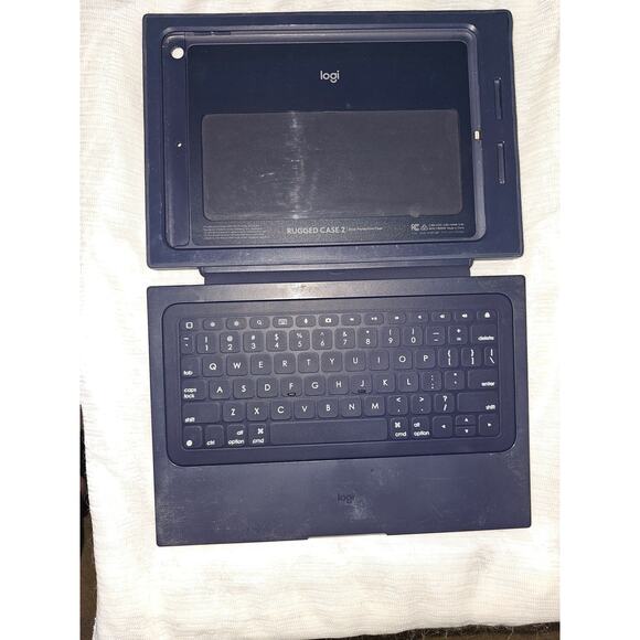 Logitech Rugged 2 Protection Combo Keyboard Folio Case for iPad 9.7 - Navy Blue - Picture 1 of 8